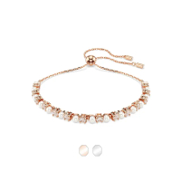 【SWAROVSKI 官方直營】Matrix Tennis 手鏈 水晶珍珠 圓形切割 白色 鍍白金色/鍍玫瑰金(2款任選)
