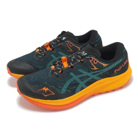 【asics 亞瑟士】越野跑鞋 Fuji Lite 5 男鞋 黑綠 橘 輕量 緩衝 戶外 越野 運動鞋 亞瑟士(1011B889300)