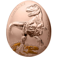 2022 Samoa 20 Cents Asian Dinosaur Series 3 Gold Plated Egg Shaped Commemorative Copper Coin 50*40MM