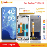 6.5" Original For Realme 7 4G 5G RMX2155 RMX2111 LCD Dipslay Touch Screen Replacement Digitizer For Realme7 LCD With Frame