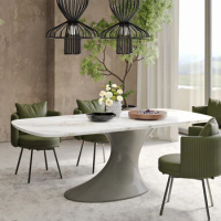 Italian Minimalist Large Apartment Dining Table Modern Nordic Luxury Natural Marble Long Dining Table