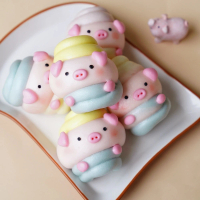 【美姬饅頭】彩虹豬豬爆漿乳酪熱狗捲鮮乳造型饅頭