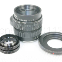 35mm F1.7 CCTV TV Movie lens + C Mount +Macro ring + metal Lens hood for Nikon 1 AW1 S2 J5 J4 J3 J2 J1 V3 V2 V1 C-NI