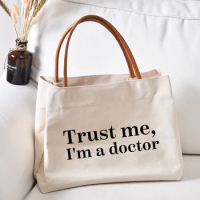 Doctor Gift tote Work Bag Women Lady Personalized Printed Canvas Book Bag Handbag Shopper Beach Bag Dropshipping