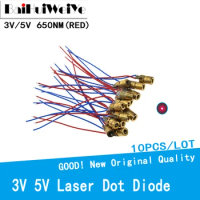 10PCS/LOT 3V 5V 650nm 5mW Red Point Adjustable Laser Dot Diode Module Red Sight Copper Head Mini Laser Pointer 6MM 5Million Watt