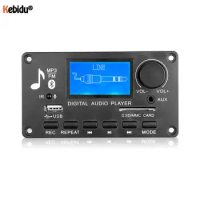 Kebidu LCD MP3 Decoder DAC DC 12V Bluetooth V5.0 Audio Receiver APE FLAC WMA WAV Decoder Support Recording Radio Lyrics Display