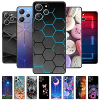 For Xiaomi Redmi 12 Case Redmi12 Cool Painted Silicone TPU Soft Cover for Xiaomi Redmi 12 4G Cases Black Protective Phone Shells