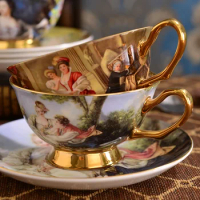 Retro European Style Coffee Cup Set, Porcelain Tea Set, Luxurious Bone China, Chinese Ceramic Coffee Shop, Wedding Decoration
