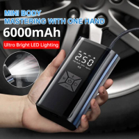 6000mAh Portable Car Air Compressor 12V 150PSI Electric Cordless Tire Inflator Pump for Motorcycle Bicycle Boat Auto Tyre Balls