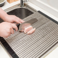 瀝水架 不銹鋼卷簾切菜板多功能廚房菜板水槽瀝水架健康砧板菜板