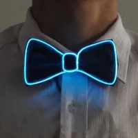 Men Glowing Bow Tie EL Wire Neon LED Luminous Party Haloween Christmas Luminous Light Up Decoration Bar Club Stage Prop Clothin