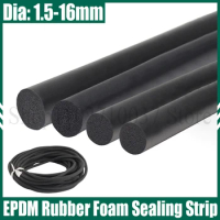 L=10-50 Meter Dia 1.5-16mm Black EPDM Rubber Foam Sealing Strip Sound Proofing Dustproof Round Seal Strip Round Sponge Cord Bar