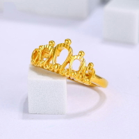 越南沙金久不掉色仿黃金皇冠食指戒指女直銷日韓飾品活口裝飾戒指
