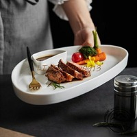 北歐白色西餐盤子牛排擺盤直身意面碟早餐托盤家用魚盤廚房餐具【木屋雜貨】