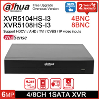 Dahua WizSense Mini XVR XVR5104HS-I3 XVR5108HS-I3 4CH 8CH 5 in1 Hybrid DVR Onvif For HDCVI AHD TVI CVBS 5MP Analog 6MP IP Camera