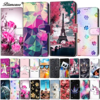 Colored Painted Card Slot Wallet Flip Case For Huawei Honor 7S 8S 8A Y6 Prime 2018 Y7 2019 Y9 Prime 2019 P Smart Z Cover