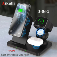 for iPhone Wireless Charger Stand 3 in 1 Fast Charging for Apple iPhone 14 13 12 11 Pro Max X XS XR Watch 6 5 4 3 AirPods Pro