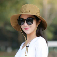 Foldable Summer Sunscreen Hat Unisex Waterproof UV Protection Fisherman Hat Wide Brim Solid Color Bucket Hat