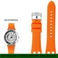 High Quality Double Notch Watch Strap For Versace V-RACECHRONO Silicone Rubber Wristband Watchband GTM Accessories Bracelet 24mm