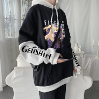Genshin Impact Hot Game Anime Hoodies Men Women Funny Fischl Cartoon Kawaii Long Sleeve Oversized Patchwork Winter Sweatshirts