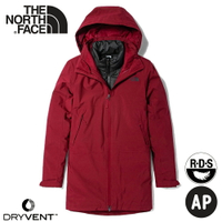 【The North Face 女 二件式防風透氣羽絨外套《紫紅/黑》】4NAI/保暖連帽外套/防潑水/休閒外套