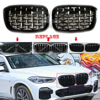 1Pair Fit 18-20 BMW X3 G01 X4 G02 SAV Modified Upgraded Diamond Grill Grille Front Kidney Stripe