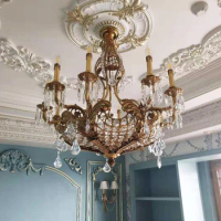 Copper Chandelier Living Room Villa Retro Luxury Bedroom Dining Room Creative Study Atmospheric Lamps