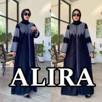 Abaya Dewasa Dress Muslim Gamis Wanita Saudi Hitam Jetblack Premium Bordir - ALIRA