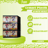 LARIS MANISS Lemari Plastik 3 Tingkat Motif Karakter / Lemari Pakaian 3 Tingkat Plastik / Lemari Baj