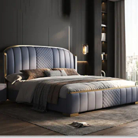 Leather Modern Simple Double Bed Velvet High End Sleeping Storage Double Bed Luxury Wooden Muebles Para Dormitorio Furniture