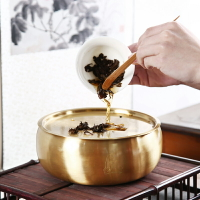 晟窯純銅茶洗特大號家用茶洗杯碗日式禪意復古水盂茶渣缸茶具配件