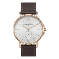Alexandre Christie AC 8458 MSLRGSL & AC 8458 LSLRGSL Brown Rosegold Leather Strap Couple Watches Mal