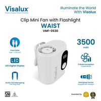 Visalux Clip Mini Fan with Flashlight Waist 5W 3500mAh - Kipas Mini Portable dengan Senter & Klip Je