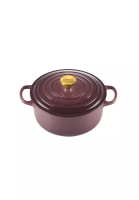 Le Creuset Le Creuset Signature Fig Cast Iron 22cm Round Casserole With Gold Knob (Black Interior)