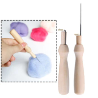 Wool Felting Needle Wooden Handle Tool DIY Felt Accessories Foam Cushion Needle Pin Pad for Punch Sewing Handmade Working