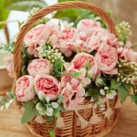 Artificial Roses Silk Flowers Artificial Peony Flower Bouquet Artificial Flowers for Wedding Floral Bridal Handheld Fake Flowers