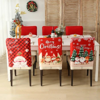 Christmas Banquet Chair Cover Cartoon Santa Dining Room Seat Decoration Nonwoven Chair Cover Xmas Party Home Decor Gift