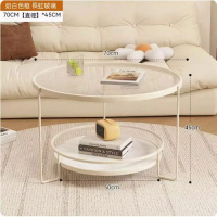 簡約圓形玻璃茶几(米白色-長虹玻璃)【尺寸：直徑70*高45cm】 