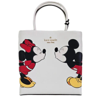 【KATE SPADE】KS X Disney 聯名限量款迷你托特包斜背手提兩用包(米奇米妮白色/母親節送禮)