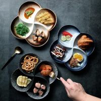 Japanese partitioned dinner plate fat-reducing fitness ceramic household partition tableware one-person buffet breakfast plate