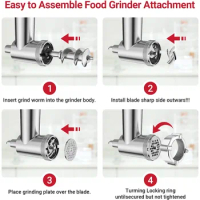 Meat Grinder for KitchenAid Mixer with Cheese Grater Attachments, Metal Meat Grinder kitchenaid and Slicer Shredder Set