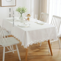 唯米9951麻棉蕾絲白色餐桌布方形小圓桌臺布茶幾床頭柜防塵蓋巾布