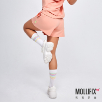 Mollifix 瑪莉菲絲 刺繡抽繩短褲 (珊瑚橘)、跑步、訓練褲、瑜珈服