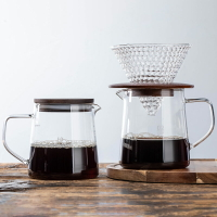 耐熱玻璃手沖咖啡壺滴漏咖啡壺套裝家用透明咖啡分享壺送濾紙