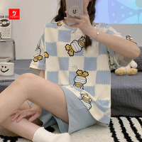 Yooyi Baju Tidur Wanita HP Piyama Lengan Pendek Celana Pendek Setelan Tidur Hotpants 004 Fit Dewasa 