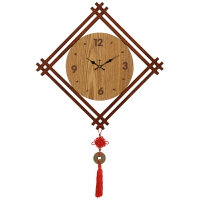 TQJ新中式木頭客廳掛鐘中國風貝殼石英鐘表歐式時鐘臥室靜音掛表