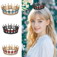 European and American Hot-Selling Baroque Bride Crown Headpiece Water Drop Diamond Round Pageant Cro