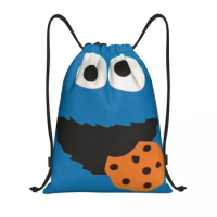 Custom Cookie Monster Face Manga Drawstring Bag for Training Yoga Backpacks Men Women Sports Gym Sackpack
