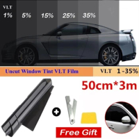 Window Tint Film 50cm X 3/6m 1/5/15/25/35/50 Percent VLT Glass Sticker Sun Shade for Car UV Protector Car Tinting Film