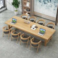 【會議桌】現代簡約實木會議桌 辦公室辦公桌椅組合圖書館培訓桌 劇本殺長桌